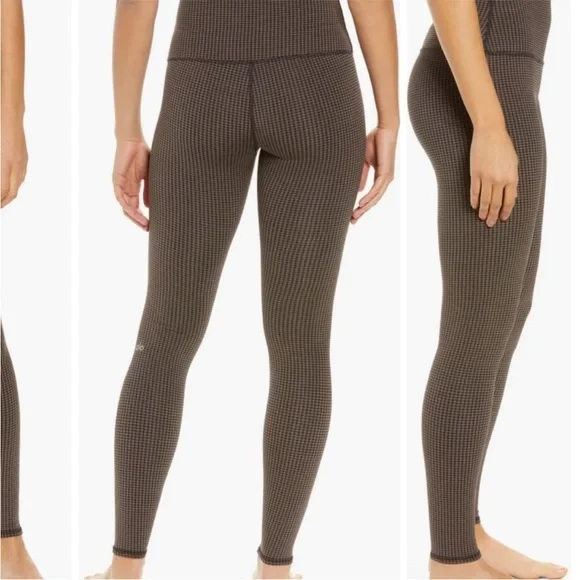 Alo Yoga Houndtooth High-Waisted Brown Leggings - Picture 5 of 10